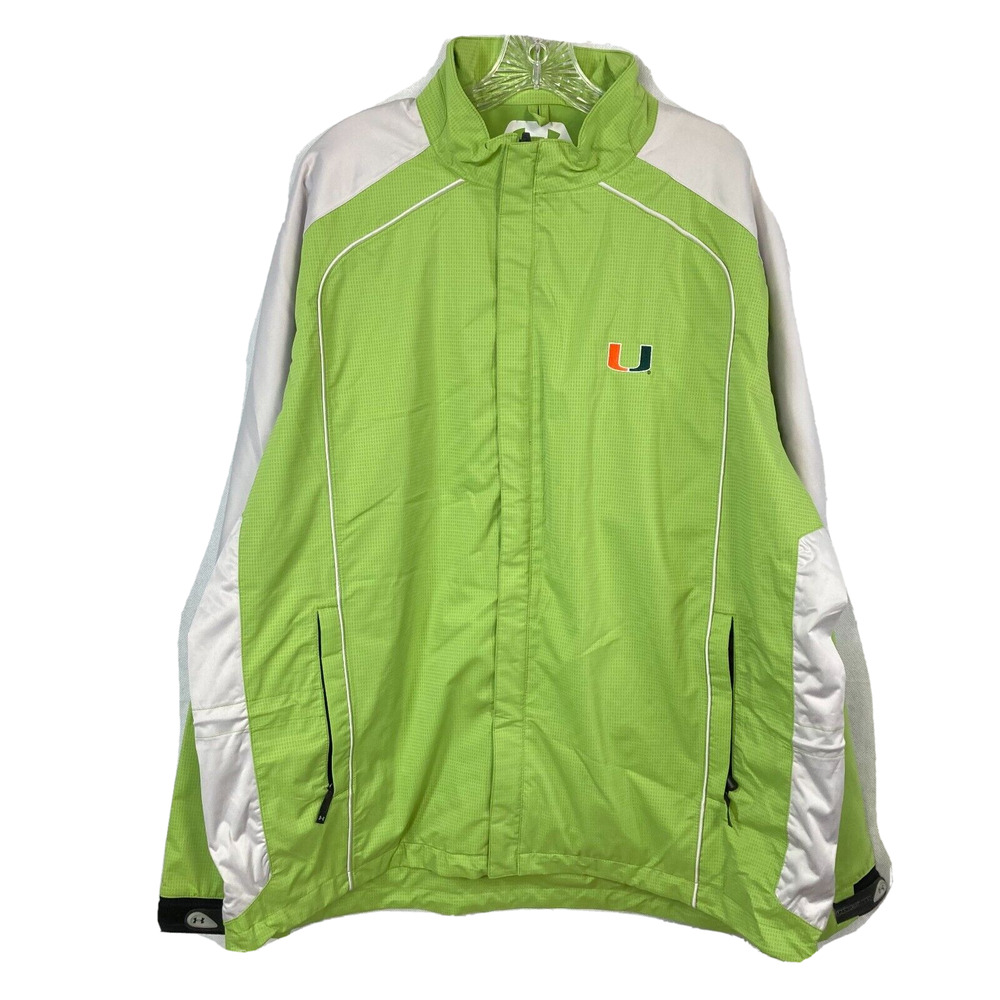 Under Armour Jacket Mens Sz XL Lime Green White Performance Full Zip‎ Golf Logo